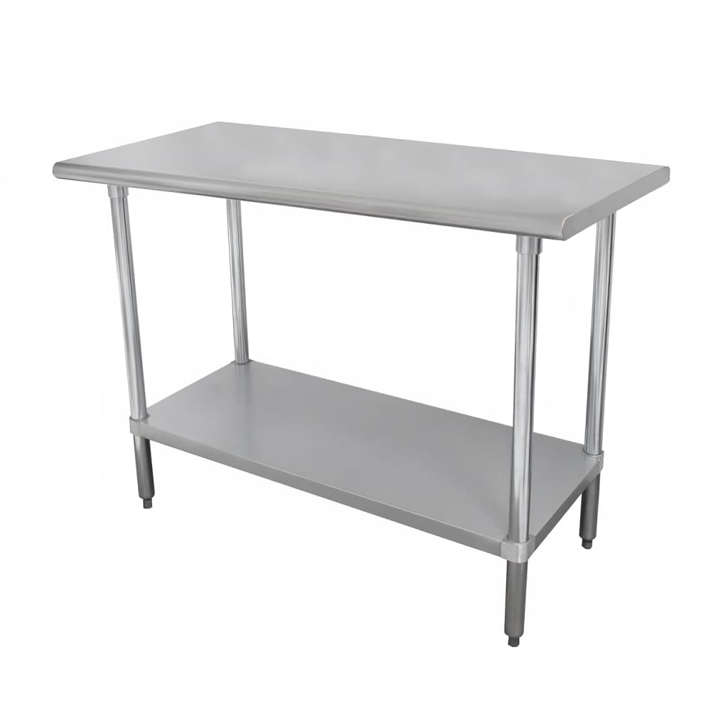Advance Tabco SLAG-366-X 72" 16 ga Work Table w/ Undershelf & 430 Series Stainless Flat Top