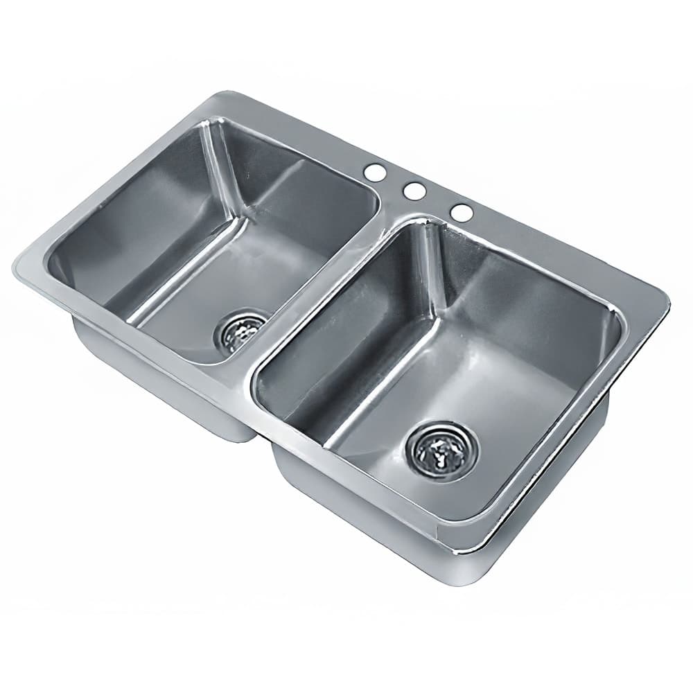 Advance Tabco SS-2-3321-10 (2) Compartment Drop-in Sink - 14" x 16", Drain Included