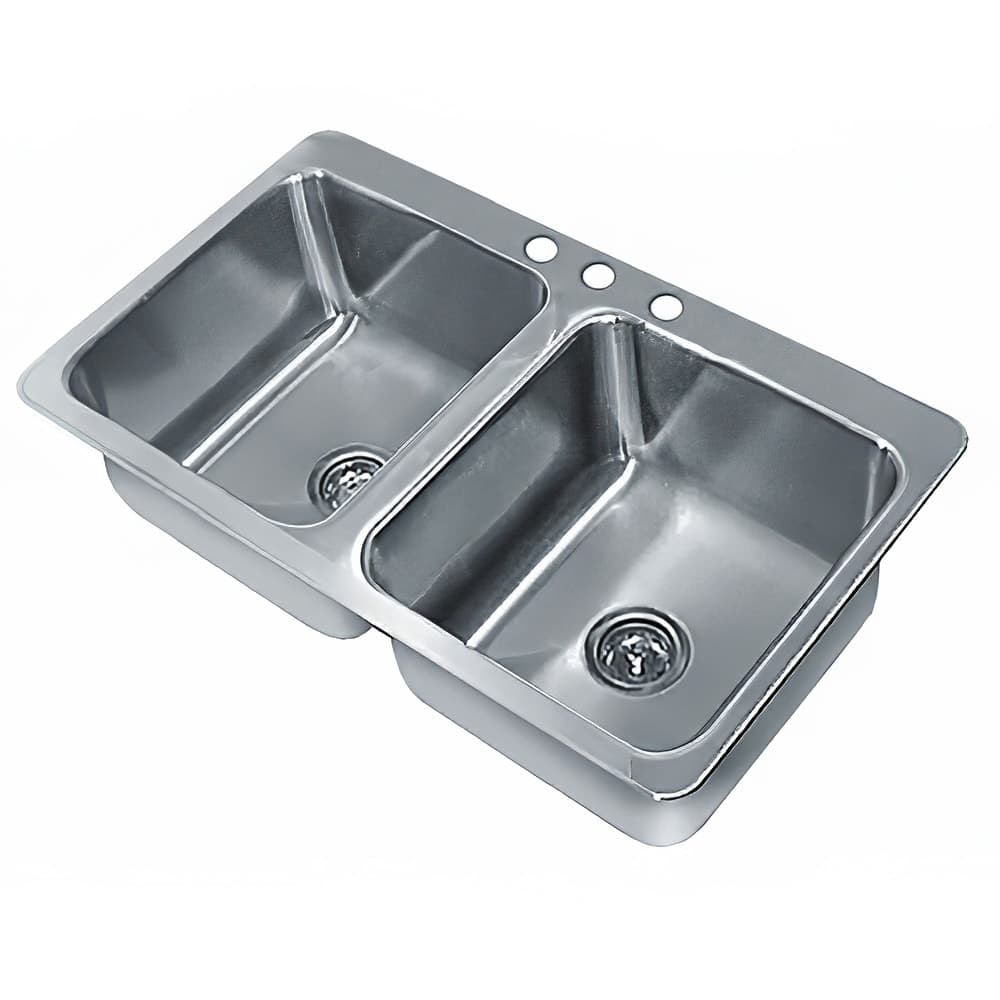 Advance Tabco SS-2-3321-12 (2) Compartment Drop-in Sink - 14" x 16", Drain Included