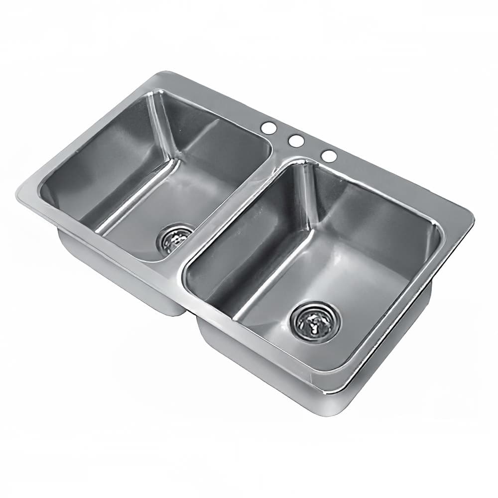 Advance Tabco SS-2-4521-12 (2) Compartment Drop-in Sink - 20" x 16", Drain Included