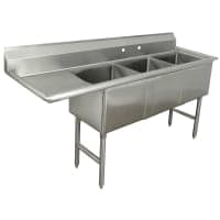 Advance Tabco T9-3-54-18L 77" 3 Compartment Sink w/ 16"L x 20"W Bowl, 12" Deep thumbnail 2