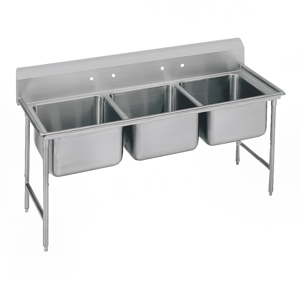 Advance Tabco T9-3-54 62" 3 Compartment Sink w/ 16"L x 20"W Bowl, 12" Deep
