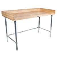 Advance Tabco TBS-366 72" Maple Top Bakers Table w/ 4" Splash & Open Base, 36"D thumbnail 2