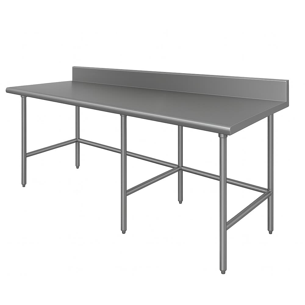 Advance Tabco TFLG-2410 120" 14 ga Work Table w/ 304 Series Stainless Top, 1 1/2" Backsplash