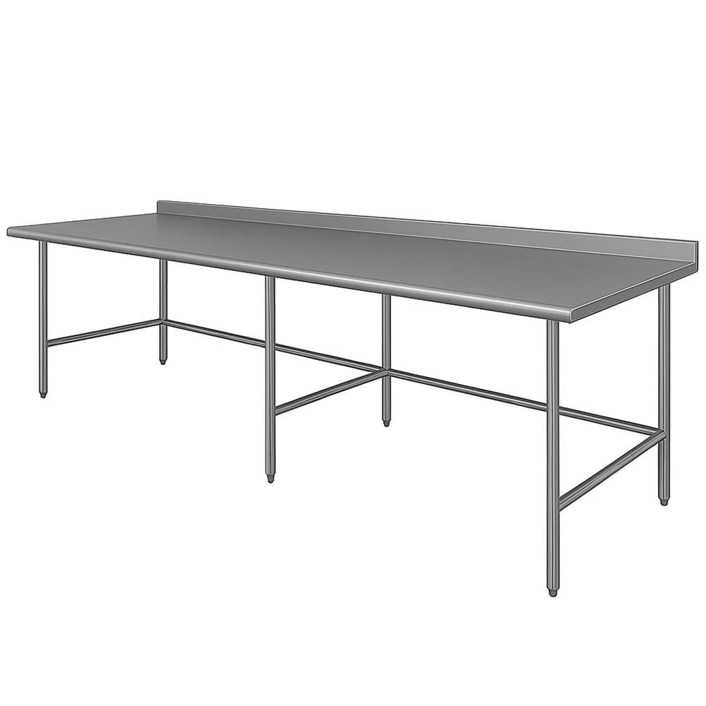 Advance Tabco TFMG-3012 144" 16 ga Work Table w/ 304 Series Stainless Top, 1 1/2" Backsplash