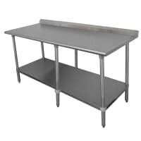 Advance Tabco TTF-248-X 96" 18 ga Work Table w/ Undershelf & 430 Series Stainless Top, 1 1/2" Backsplash thumbnail 2