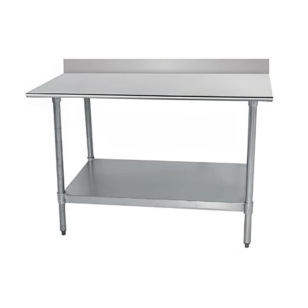 Advance Tabco TTK-306-X 72" 18 ga Work Table w/ Undershelf & 430 Series Stainless Top, 5" Backsplash