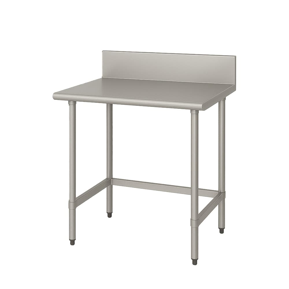 Advance Tabco TVKG-240 30" 14 ga Work Table w/ 304 Series Stainless Top, 10" Backsplash