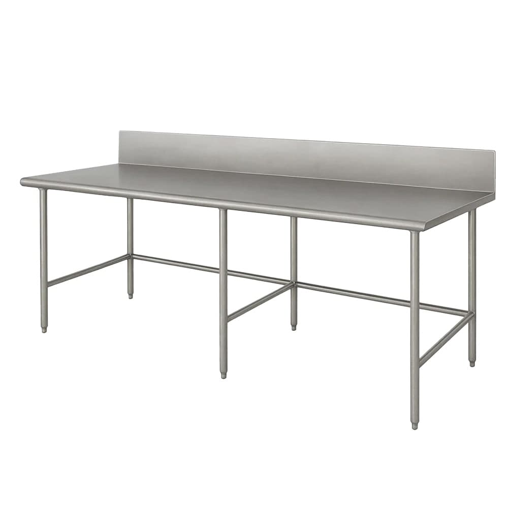 Advance Tabco TVKG-248 96" 14 ga Work Table w/ 304 Series Stainless Top, 10" Backsplash