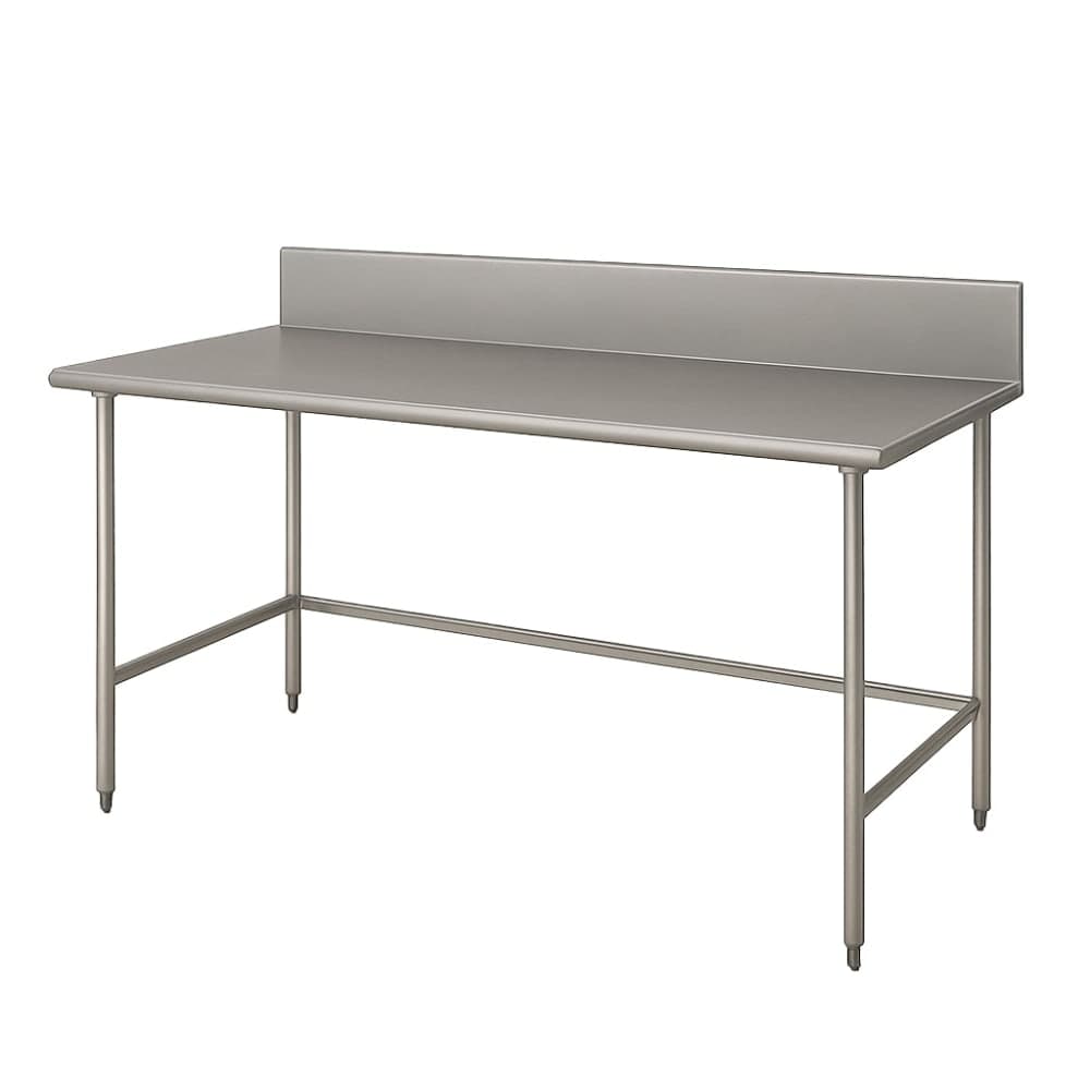 Advance Tabco TVKG-305 60" 14 ga Work Table w/ 304 Series Stainless Top, 10" Backsplash