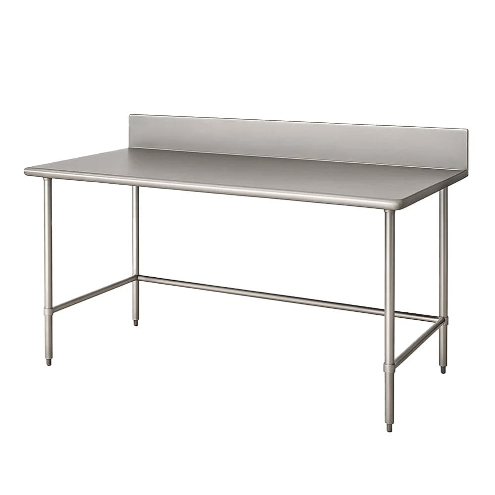 Advance Tabco TVKG-306 72" 14 ga Work Table w/ 304 Series Stainless Top, 10" Backsplash