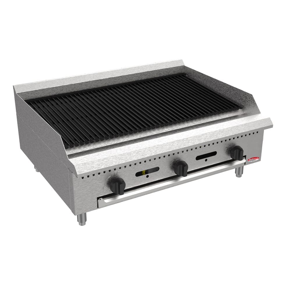 Bakemax BACGG36 36" Gas Charbroiler w/ Cast Iron Grates, Convertible