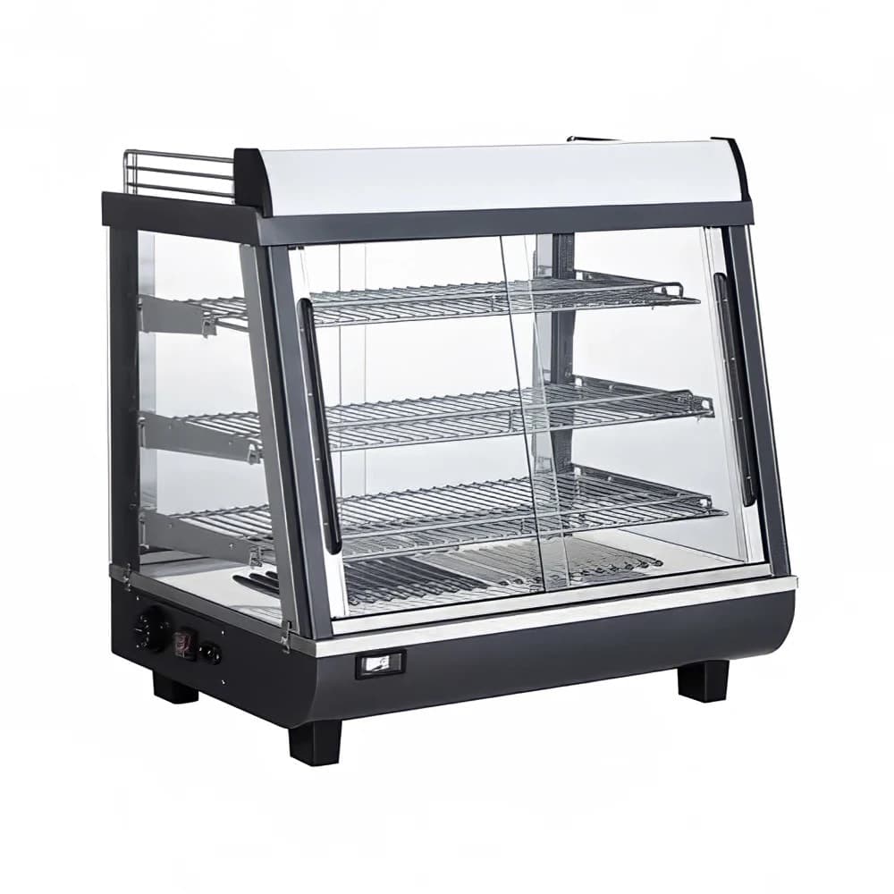 Bakemax BMTSC27 27" Dual Service Countertop Heated Display Case - (3) Shelves, 120v