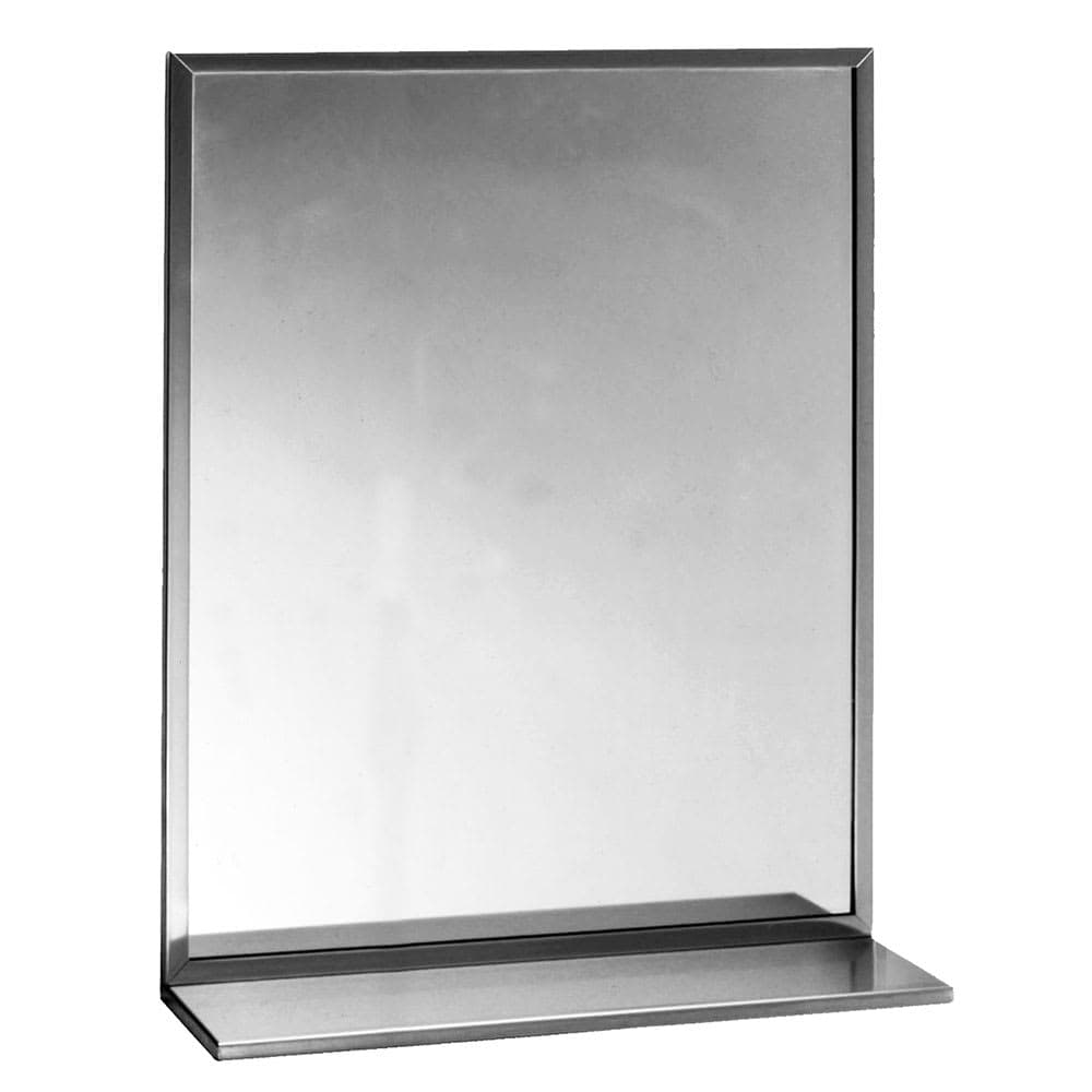 Bobrick B1661836 B-165 Series Channel-Frame Mirror with Stainless Steel Shelf, 18" X 36"