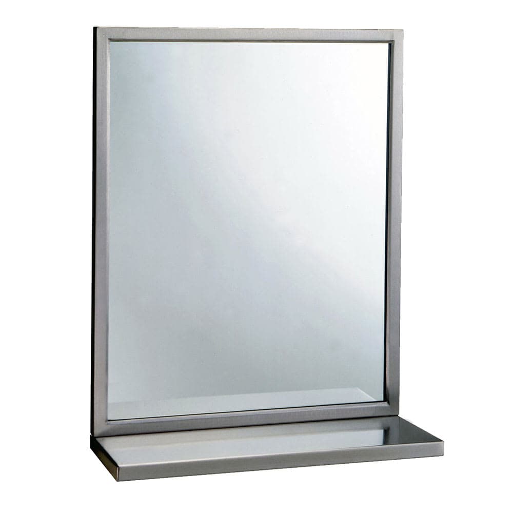 Bobrick B-2921836 B-292 Series Welded Frame Glass Mirror / Shelf Combination, 18" X 36"