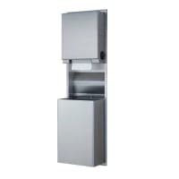 Bobrick B-39617 18 gallon Recessed Bathroom Trash Can w/ Paper Towel Dispenser, Stainless thumbnail 2