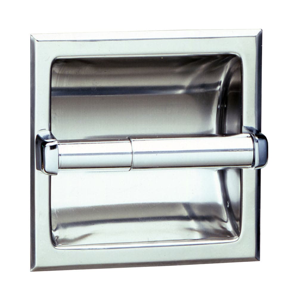 Bobrick B-6677 Recessed Toilet Tissue Dispenser, Holds 1 Roll, Satin Stainless