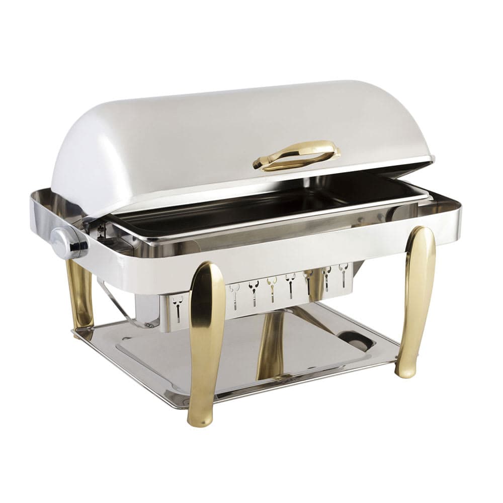 Bon Chef 10040 Full Size Chafer w/ Roll Top Lid & Chafing Fuel Heat