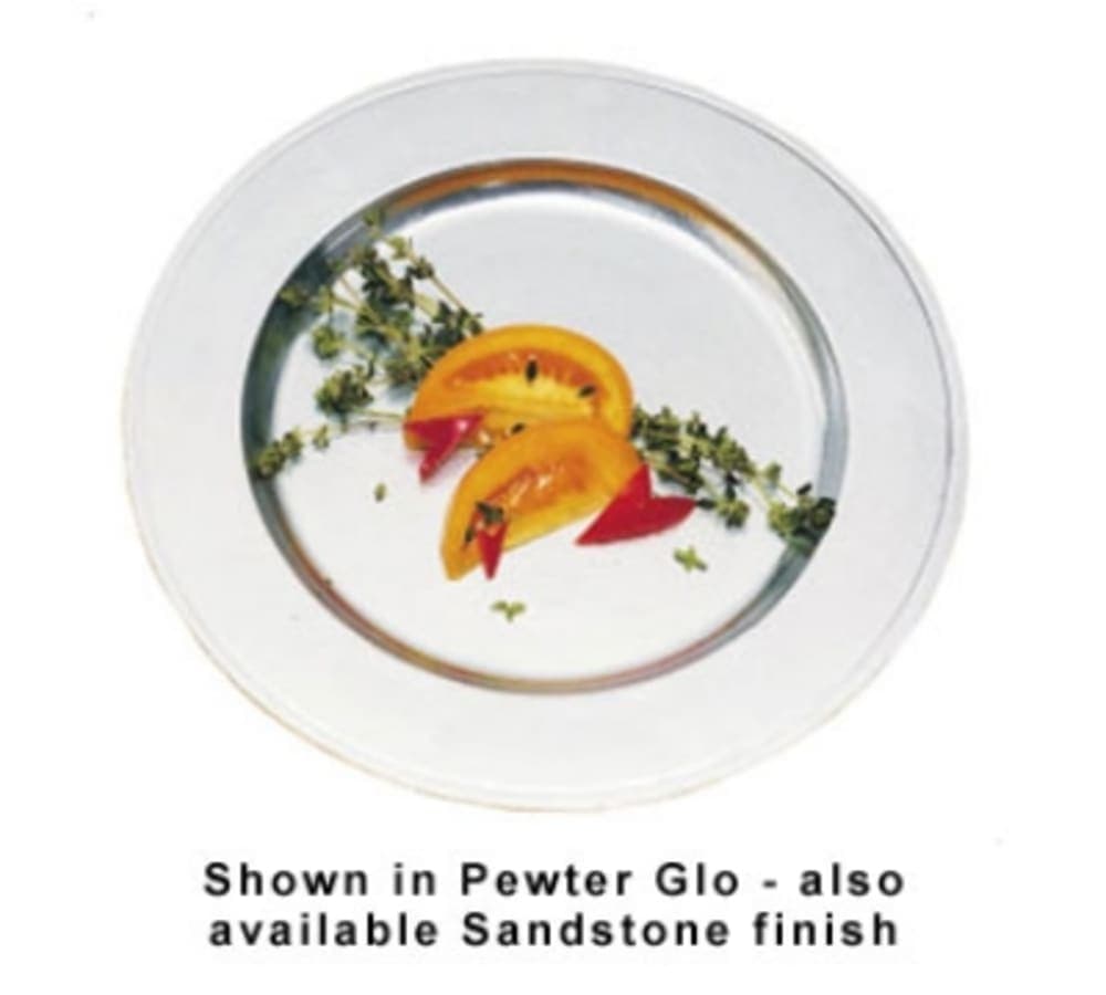 Bon Chef 1022P 11" Rimmed Dinner Plate, Aluminum/Pewter-Glo