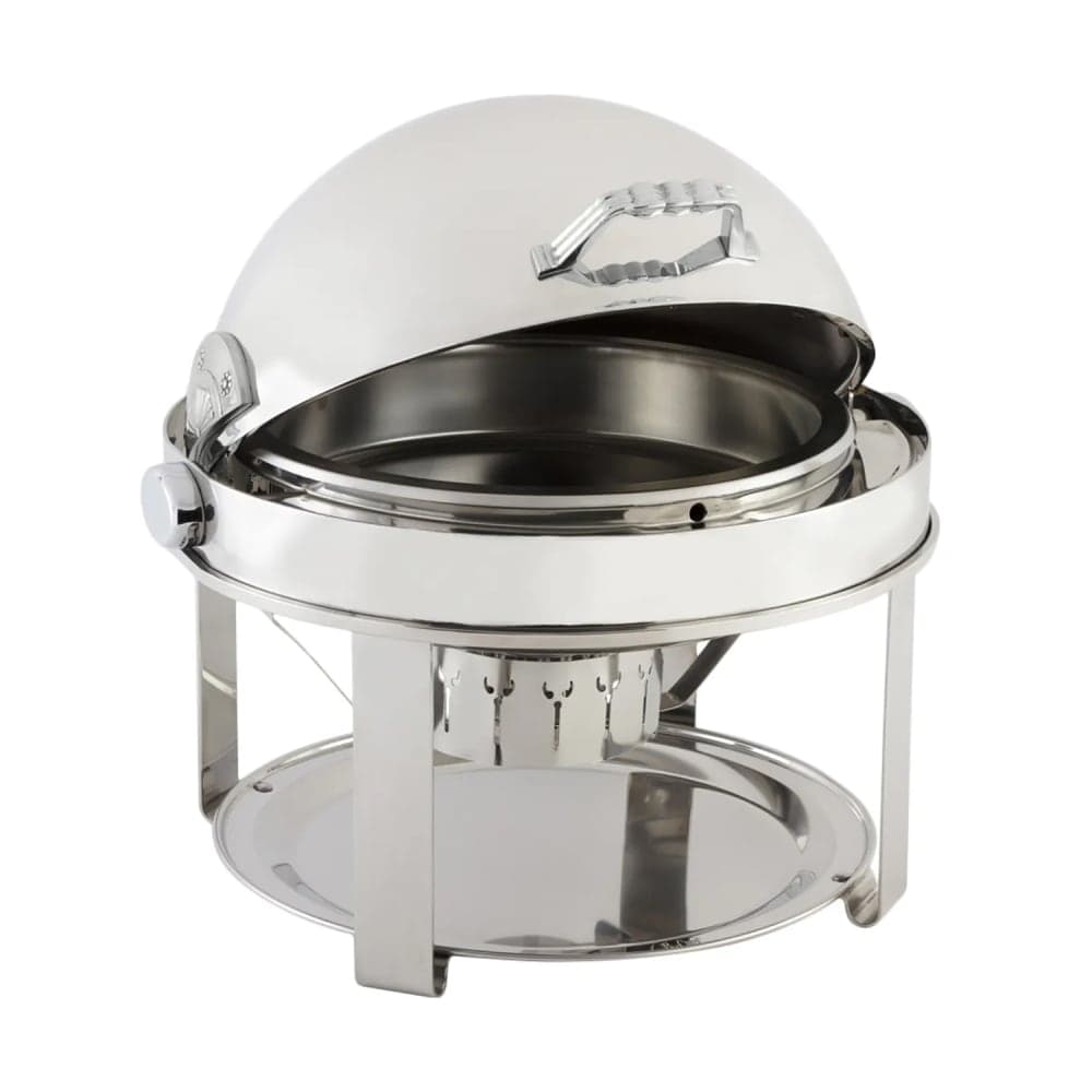 Bon Chef 12010CH 2-Gallon Roll Down Round Chafer, Stainless w/ Chrome Accent