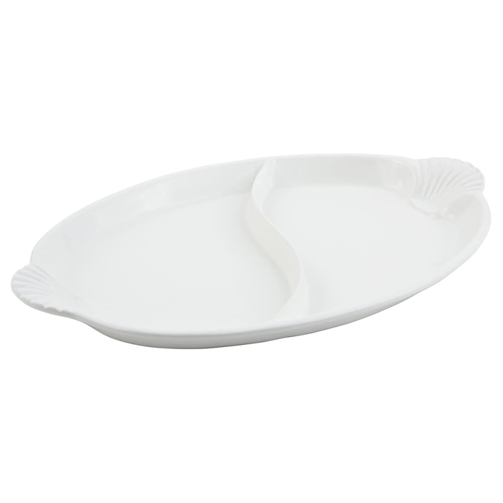 Bon Chef 2074DS Oval Divided Platter - 15 1/2" x 22 1/2", Aluminum