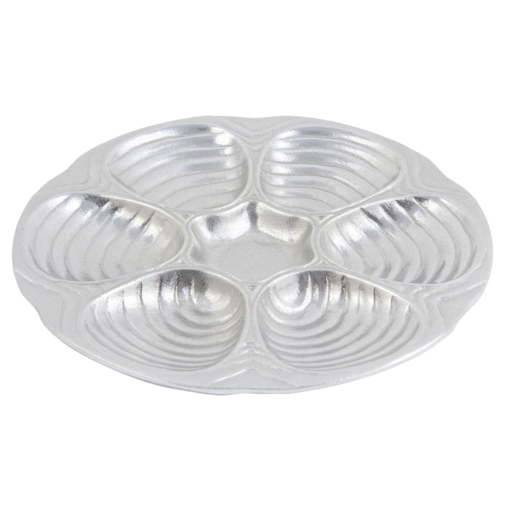 Bon Chef 5017 10 1/2" Oyster Clam Plate, Aluminum/Pewter Glo
