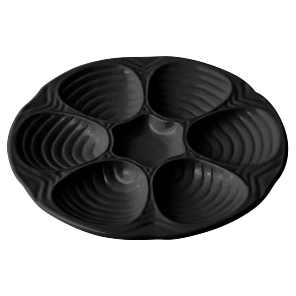 Bon Chef 5017S 10 1/2" Oyster Clam Plate, Aluminum/Black