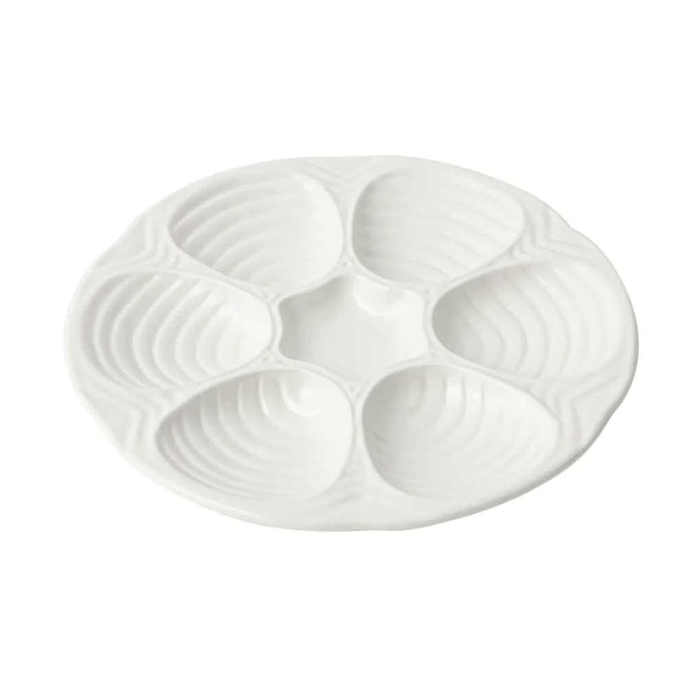 Bon Chef 5017S WH 10 1/2" Oyster Clam Plate, Aluminum/White