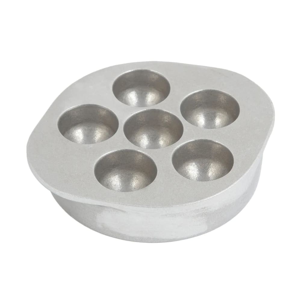 Bon Chef 5028 5 3/4" Snail Dish, 6 Hole, Aluminum/Pewter Glo