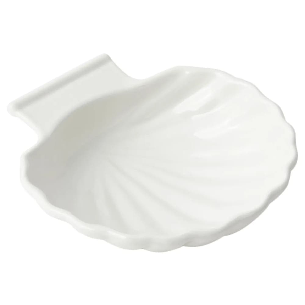 Bon Chef 5046S 6 1/2" Shell Dish, Aluminum/White