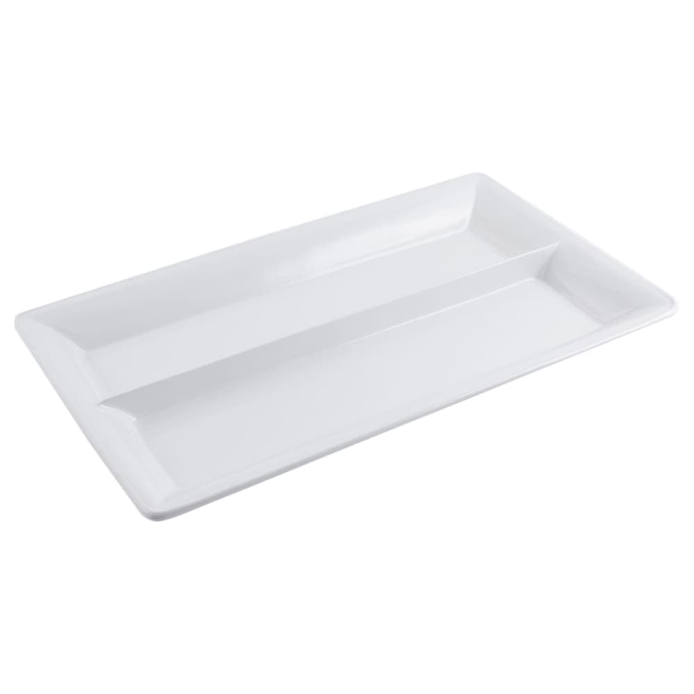 Bon Chef 5056DS Full Size Divided Display Pan, 2" Deep, Aluminum/White