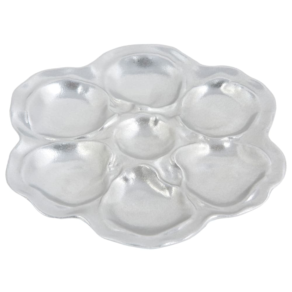 Bon Chef 5079 10" Oyster Plate, 6 Hole, Aluminum/Pewter-Glo
