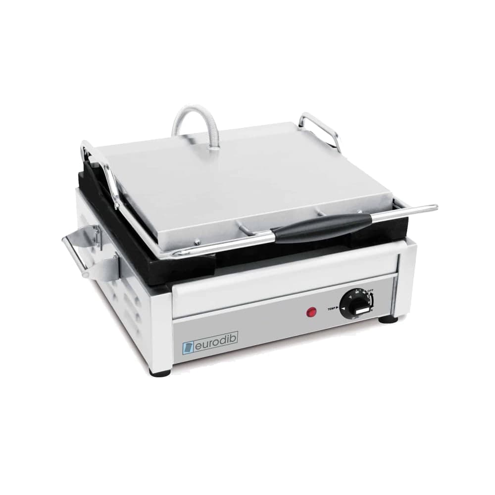 Eurodib SFE02345-120 Single Commercial Panini Press w/ Cast Iron Grooved Plates, 120v