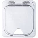 Carlisle Universal Sixth-Size Hinged Food Pan Lid - Notched, Polycarbonate, Clear (10319Z07) thumbnail 2