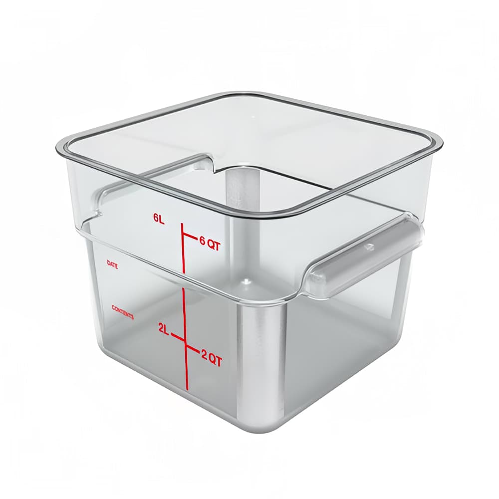 Carlisle 6 qt Square Food Storage Container  - Polycarbonate, Clear (11952AF07)