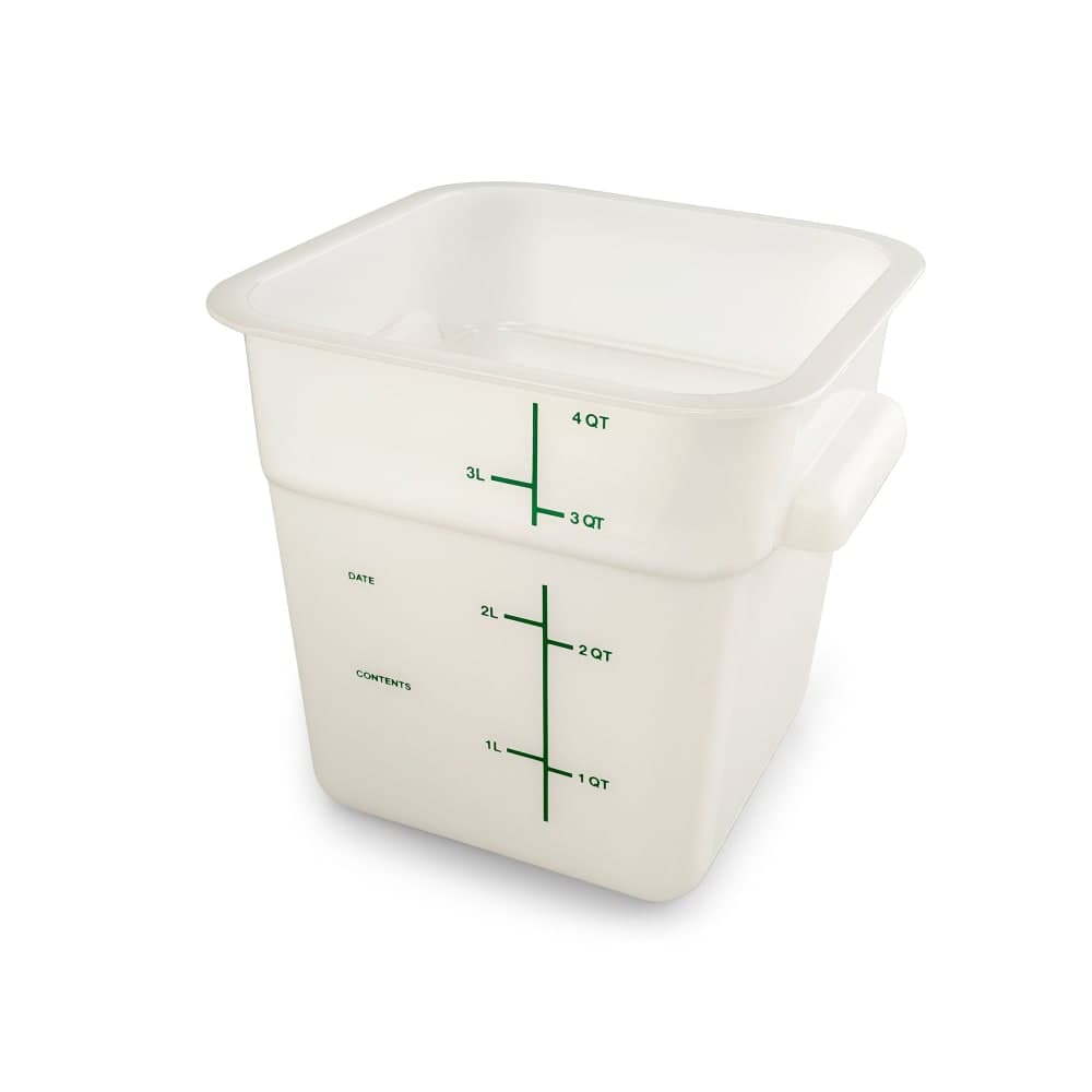 Carlisle 4 qt Square Food Storage Container - Polyethylene, White (11961PE02)