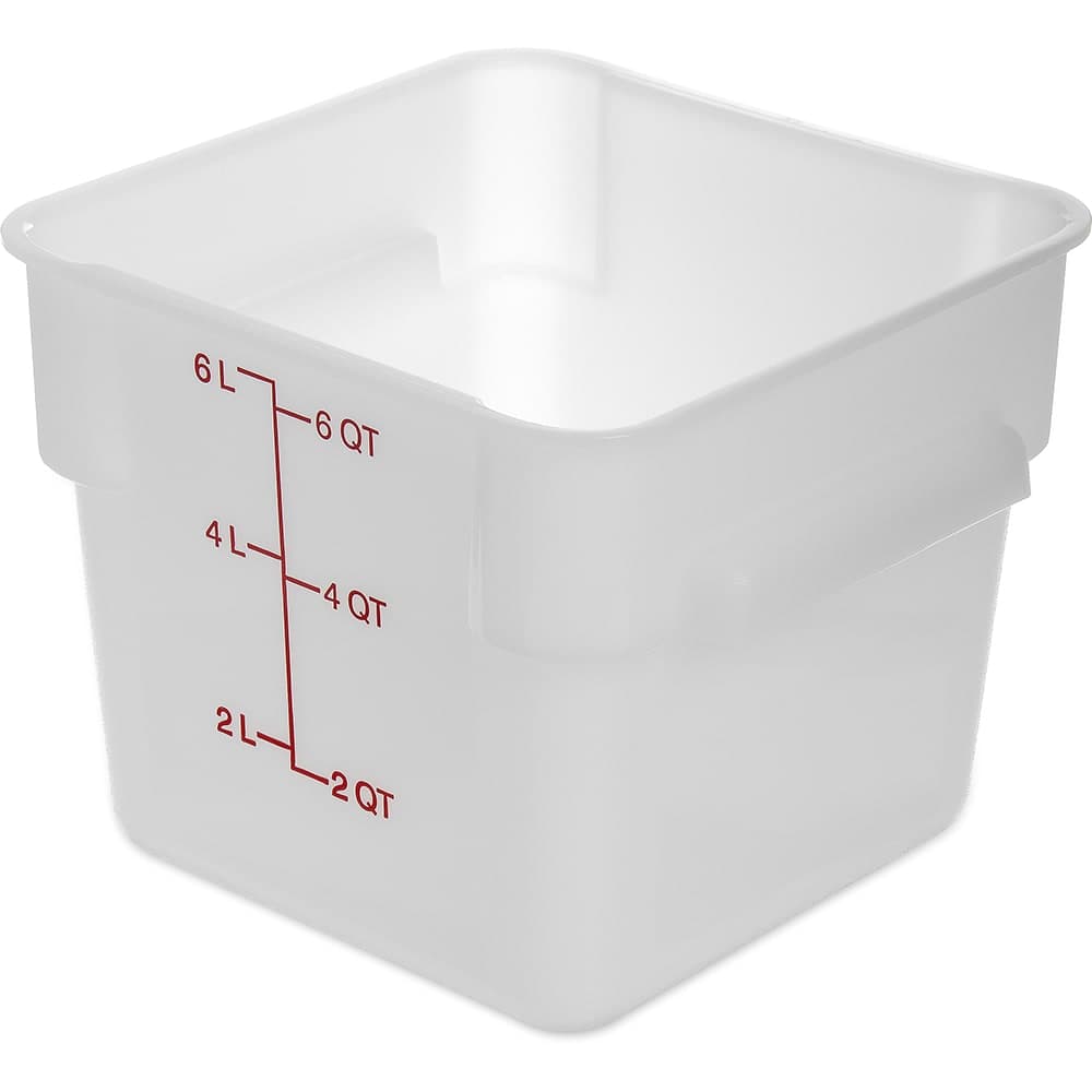 Carlisle 6 qt Square Food Storage Container - Polyethylene, White (11962PE02)