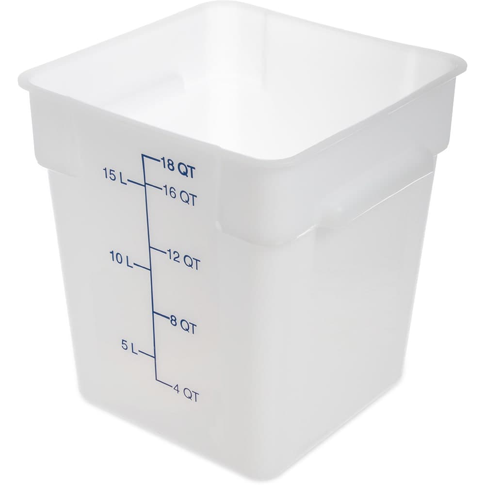 Carlisle 18 qt Square Food Storage Container - Polyethylene, White (11965PE02)