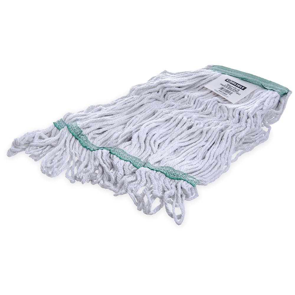 Carlisle Wet Mop Head - Looped-End, 4 Ply Cotton/Synthetic Blend Yarn, White/Green (369419B00)