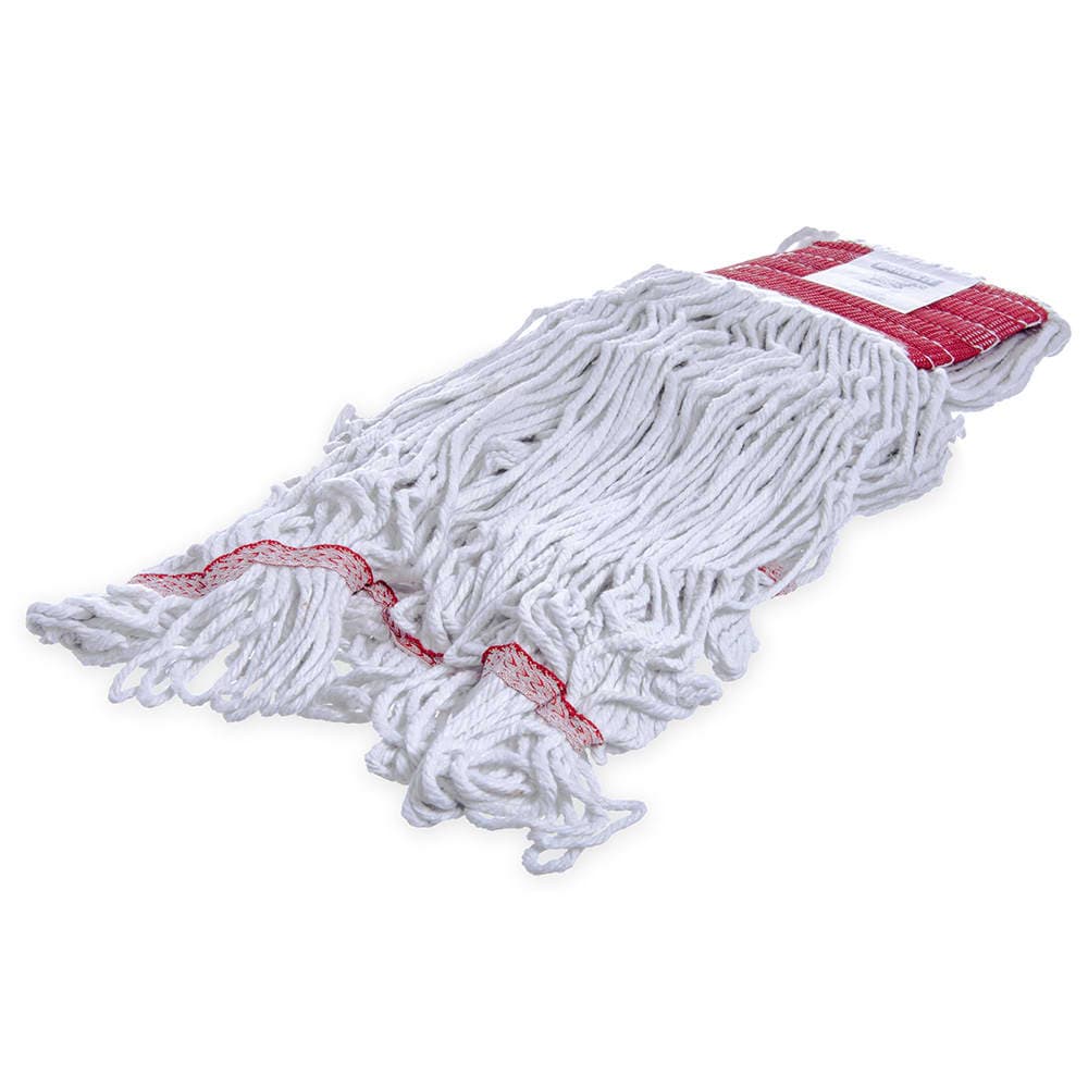 Carlisle Wet Mop Head - 4 Ply Synthetic/Cotton Blend Yarn, White/Red (369424B00)