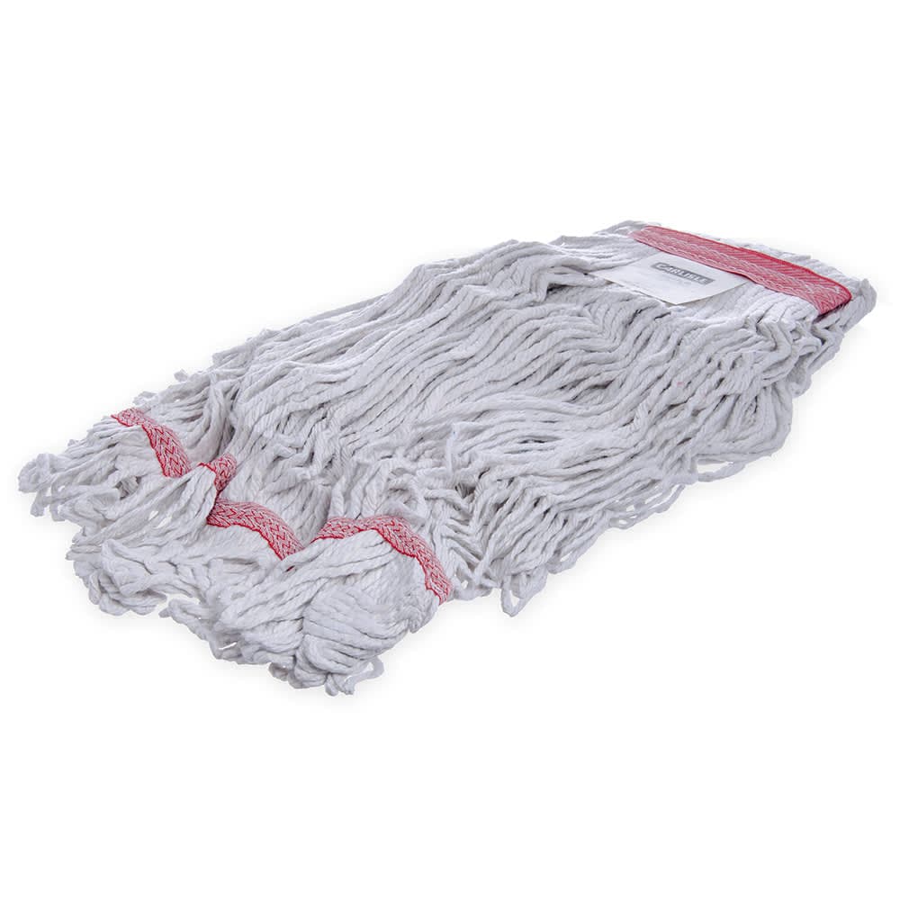 Carlisle Wet Mop Head - Looped-End, 4 Ply Synthetic/Cotton Yarn Blend, White/Red (369425B00)