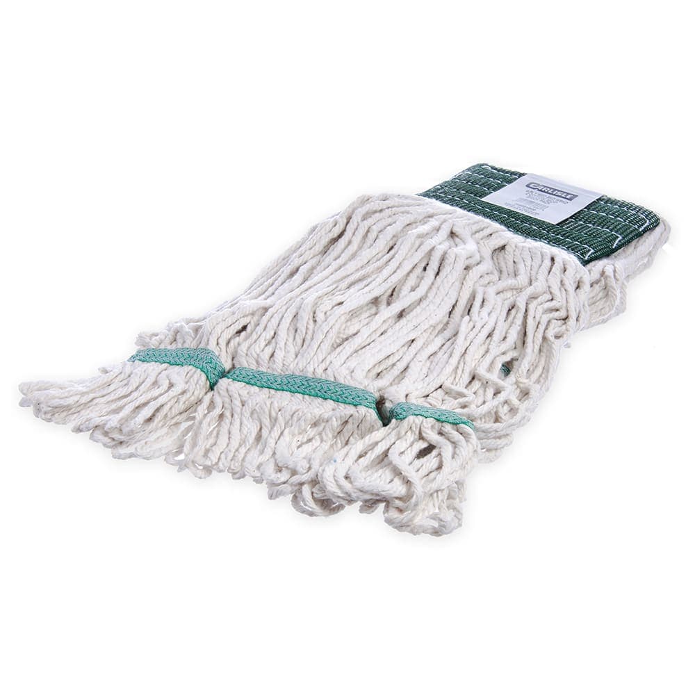 Carlisle Wet Mop Head - 4 Ply Cotton Yarn, White/Green (369551B00)