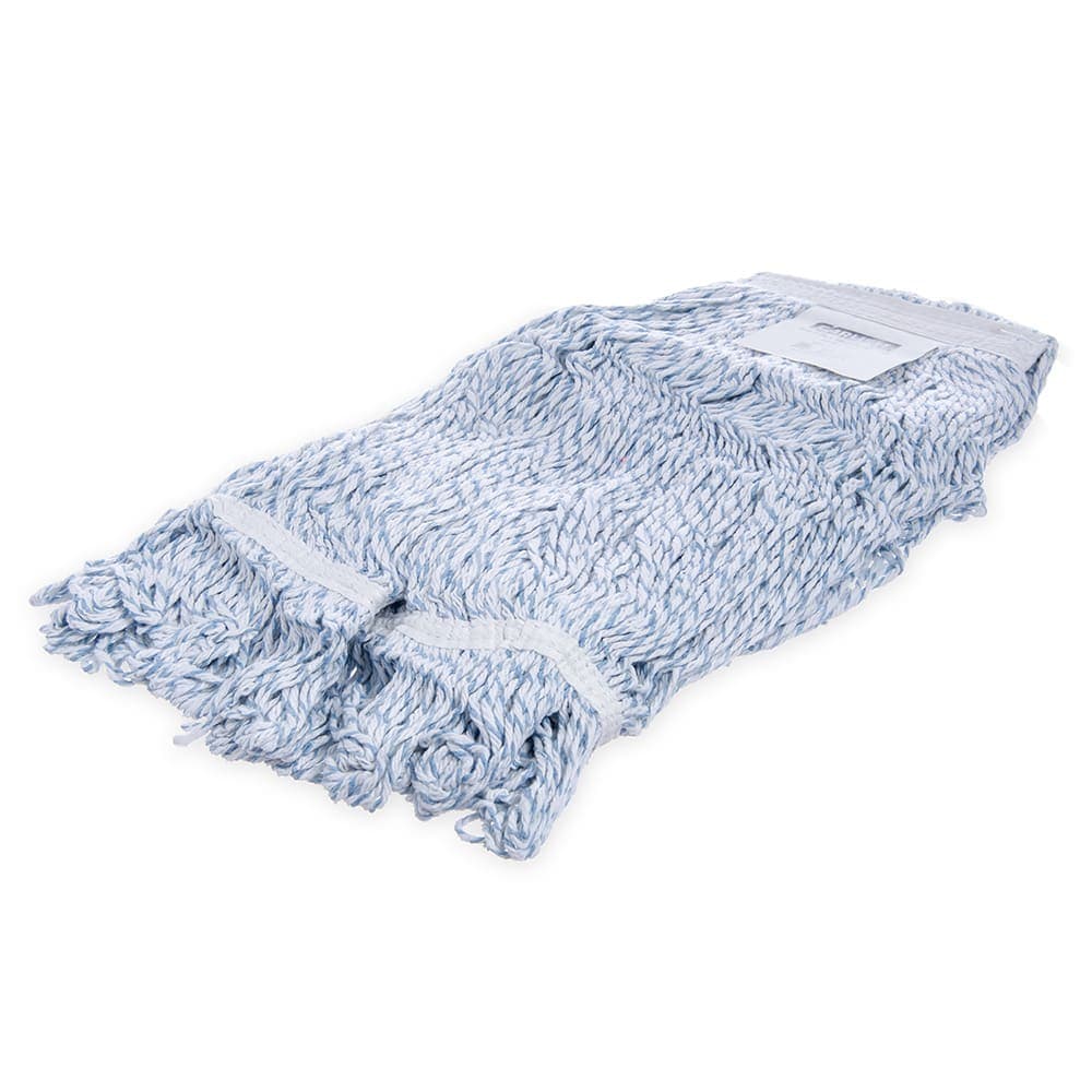 Carlisle Medium Finishing Mop Head - 4 Ply Rayon/Cotton, Blue/White (369670B14)