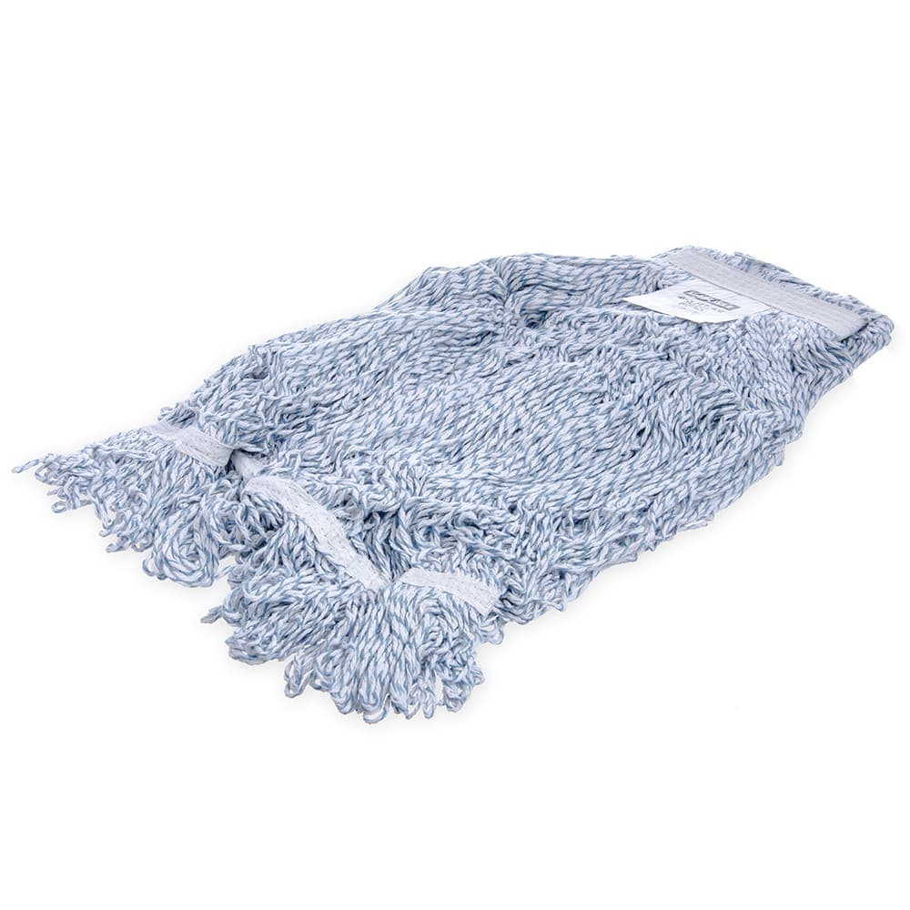 Carlisle Large Finishing Mop Head - 4 Ply Rayon/Cotton, Blue/White (369674B14)