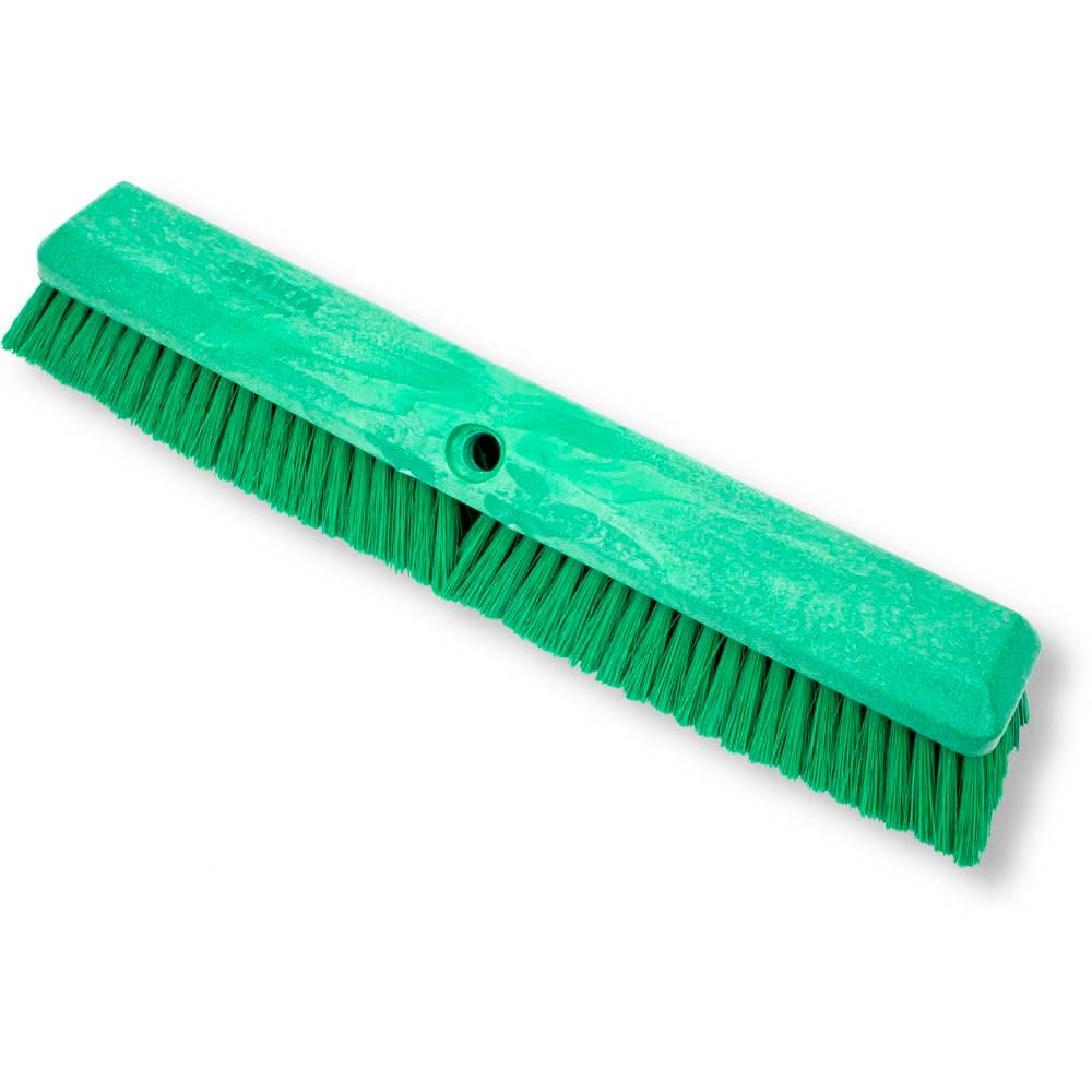 Carlisle 18" Push Broom Head with Fine/Medium Polyester Bristles - Plastic Block, Green (41890EC09)