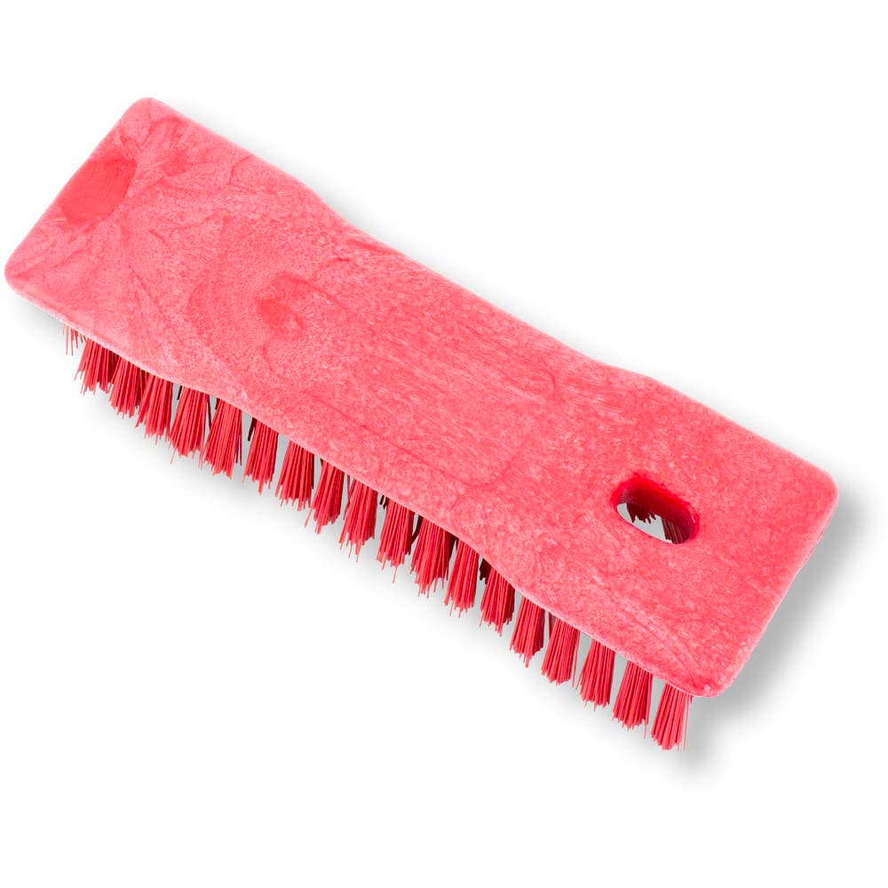 Carlisle 8" Comfort Grip Hand Scrub - Polyester Bristles, Red (42024EC05)