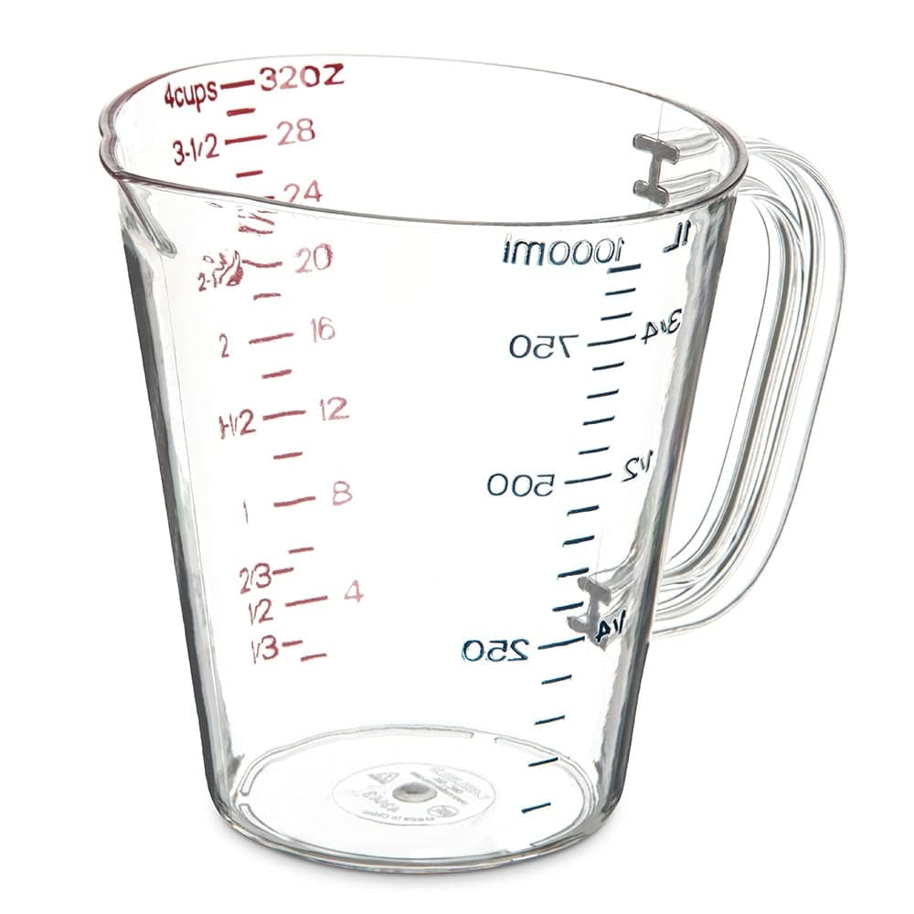 Carlisle 32 oz Oval Measuring Cup w/ Pour Spout & C-Handle, Polycarbonate, Clear (4314307)