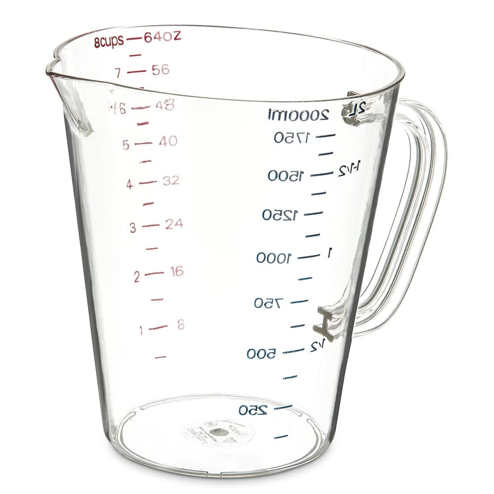 Carlisle 64 oz Oval Measuring Cup w/ Pour Spout & C-Handle, Polycarbonate, Clear (4314407)