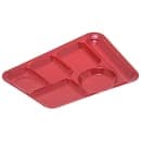 Carlisle Melamine Rectangular Tray w/ (6) Compartments, 14" x 10", Red (4398005) thumbnail 3