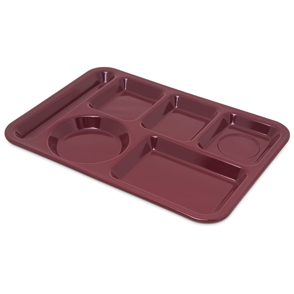Carlisle Melamine Rectangular Tray w/ (6) Compartments, 14" x 10", Dark Cranberry (4398085)